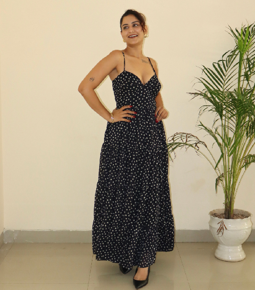 black  Ruffled Frock Dress