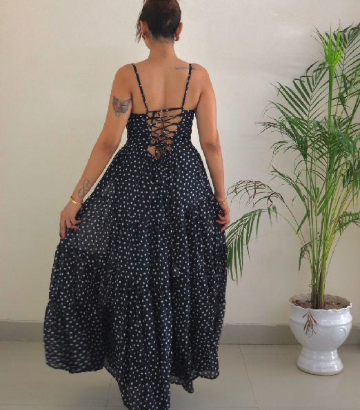 black  Ruffled Frock Dress