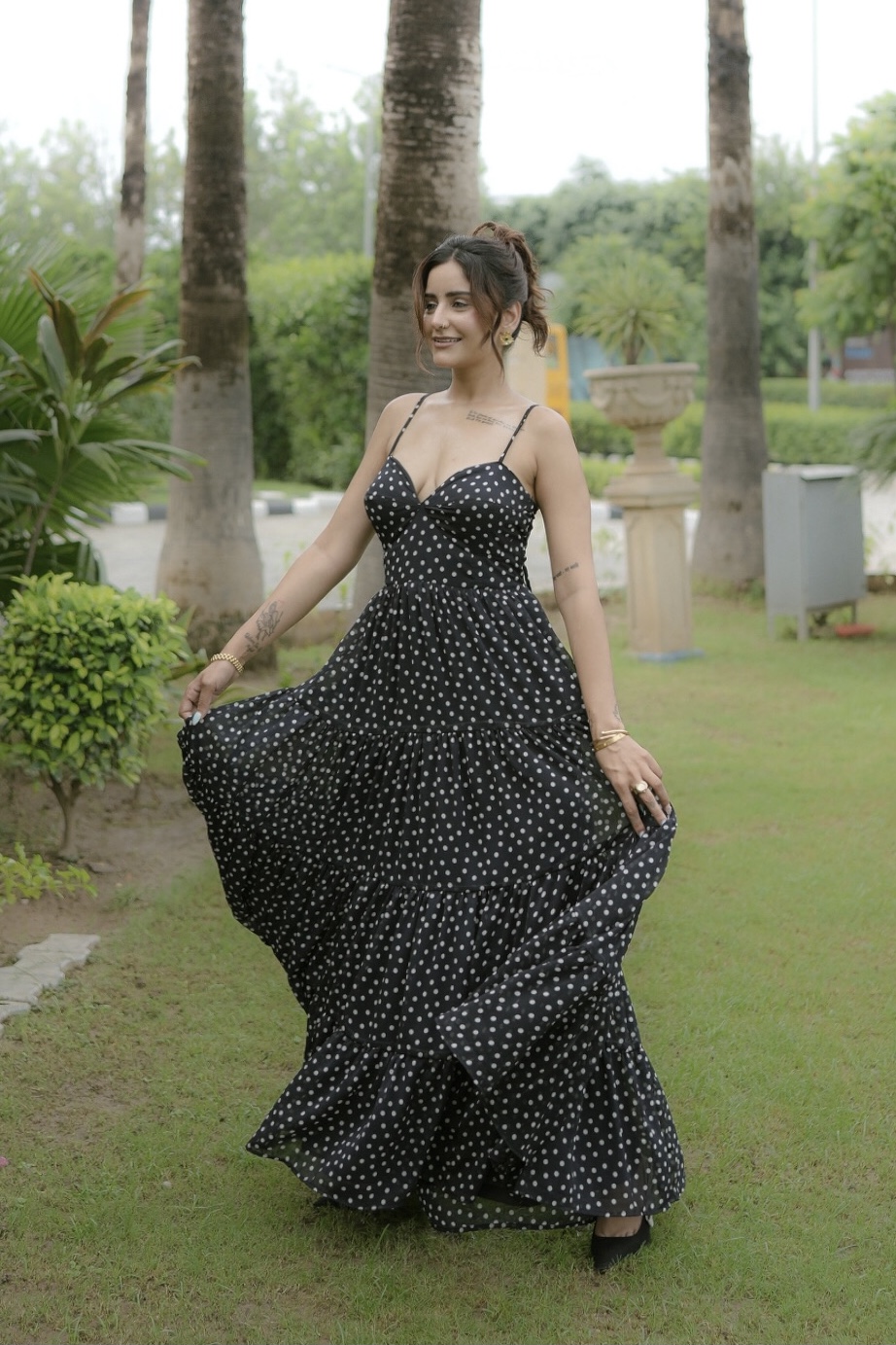 Midnight Dots Flare Dress