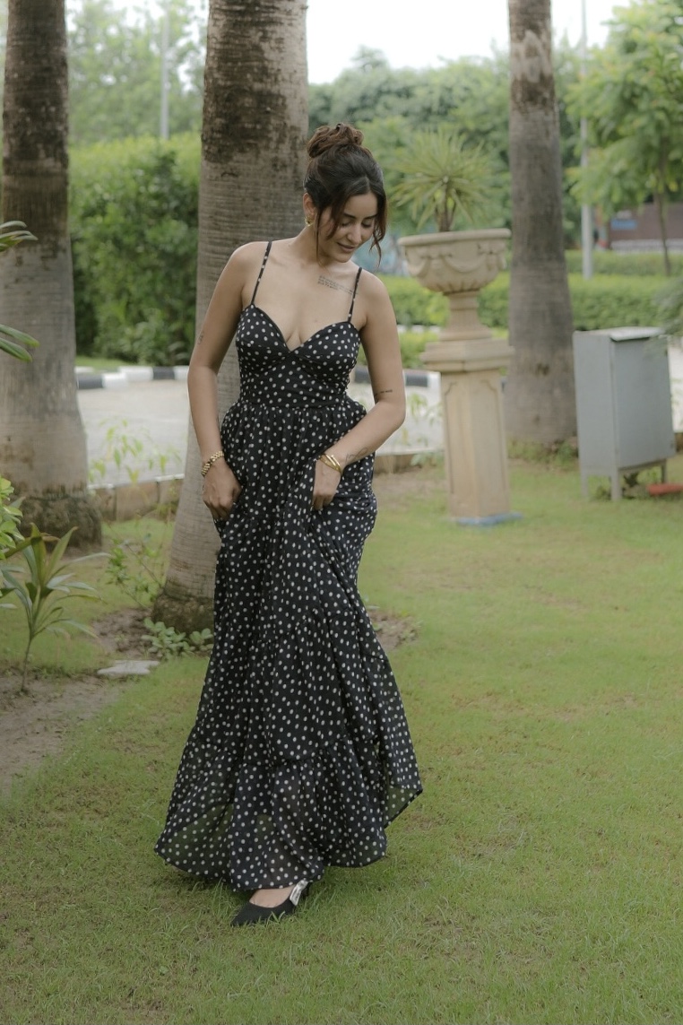 Midnight Dots Flare Dress